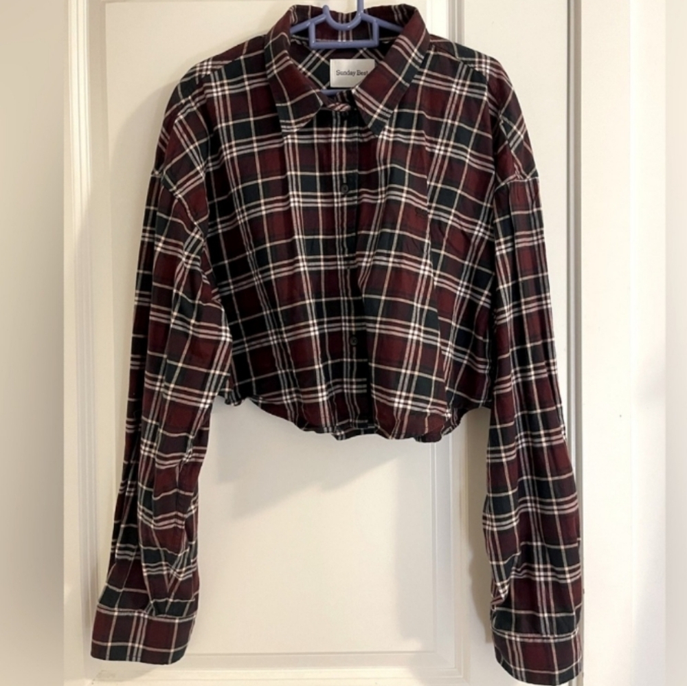 Aritzia Plaid Button Down Shirt - Red and Black